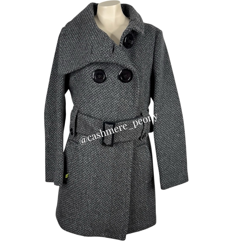 NEW Soia & Kyo Gemma Gray Wool Double Breasted Belt Coat Medium - Picture 3 of 11